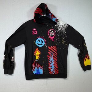 Fresh Laundry Hoodie Sweatshirt Pullover Black Graphic Print Mens Extra Large XL